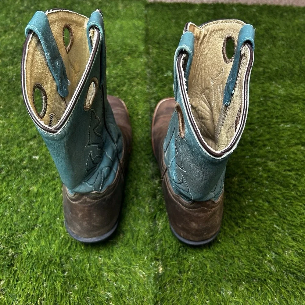 Masterson Boot Co Brown Teal Leather Western Cowboy Boots RB2010Y‎ Size 5M